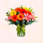 Florero de 10 gerberas y  10 Lilium