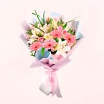 Ramo de 4 Gerberas, 5 Lilium y 5 Astromelias