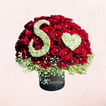 Box de Lujo con 50 Rosas Rojas y letra Personalizada