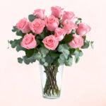 Florero de 12 Rosas Rosadas