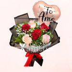Ramo de 6 Rosas Y globo de Amor
