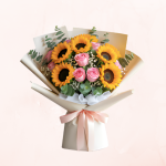 Ramo de Girasoles con Rosas Rosadas