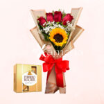 Ramo de Rosas y Girasol